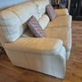 Premium cream leather Sofa-3 seater. 1 grey Chair Image 7