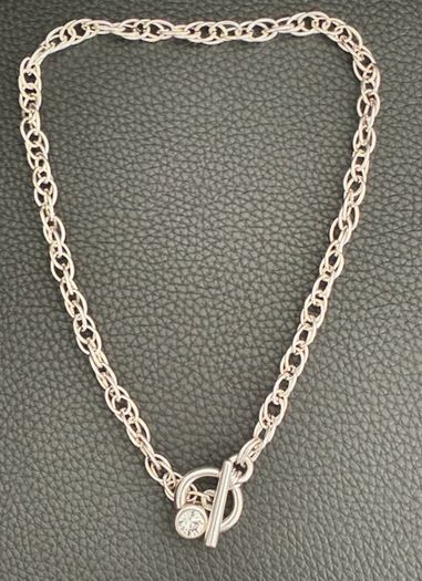 Antique Silver Plated Swarovski Crystal Necklace