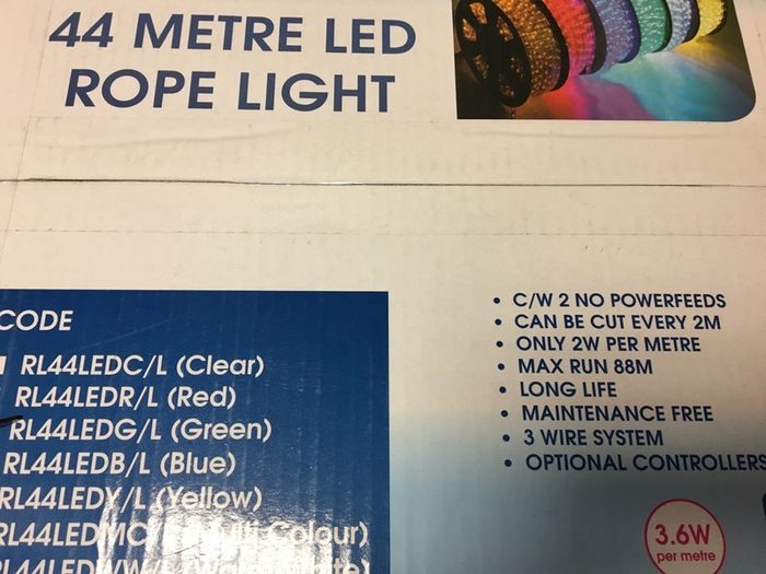 LED Rope Lights 44 Meters complete with Power Feeds