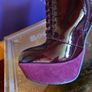 Carvela lace up burgundy patent leather and suede boots stiletto high heels 5 Image 7