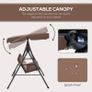 3-Seat Swing Chair Garden Swing Seat with Adjustable Canopy for Patio, Brown Image 4