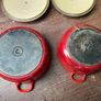 Le Creuset Cast Iron Casserole Pots Dish Dutch Round 20 cm 22 cm Red with Lids Image 7