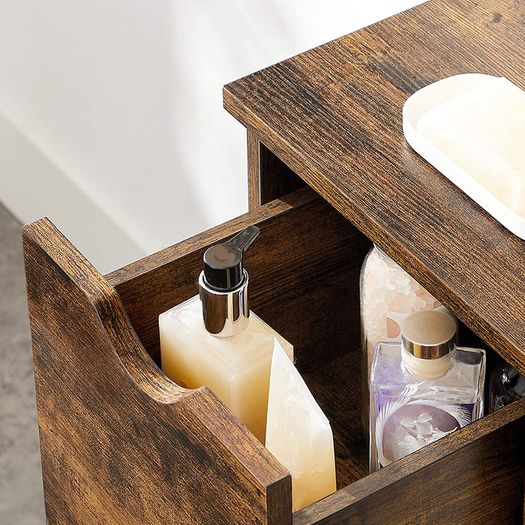 _Storage Cabinet with 3 Drawers, 2 Adjustable Shelves for the Bathroom, Living Room, Kitchen, Hallway, Vintage, Brown