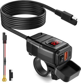 Motorcycle Motorbike Bike Usb Fast Cellular Charger Waterproof Type C Port Socket Connector With Cell Mobile Voltmeter Digital Charge