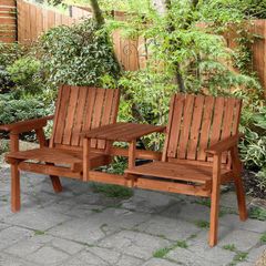 2-Seater Wooden Bench with Centre Table