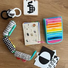 Items from Lovevery "The Looker" play kit 0-2 months