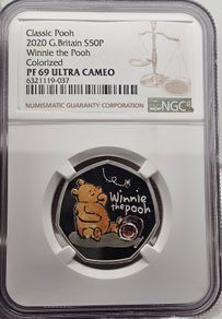 Royal Mint 2020 Silver Proof 50p Winnie the Pooh Colorised NGC PF69 UC