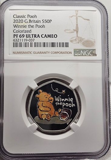 Royal Mint 2020 Silver Proof 50p Winnie the Pooh Colorised NGC PF69 UC