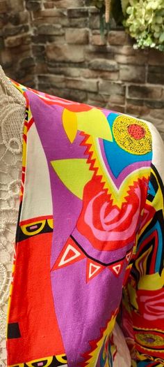 Vibrant print Italian blazer with gold button detail