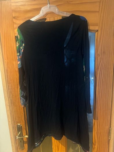 Desigual black long sleeve floral glitter dress size XL UK16 EU44 Perfect condition Postage included