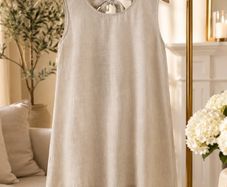 dress Bnwot 100% linen dress size 12 oatmeal with tie neck detail & lace base summer dress