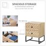 Bedside Table, Modern Nightstand with 2 Drawers, Zig Zag Design, Bedroom Night Table, Natural Image 4