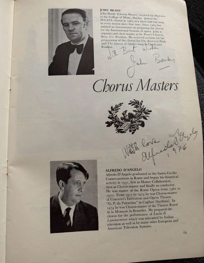 Dublin Grand Opera Society Spring Season 1976 Souvenir Programme  Signed with Autographs
