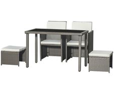 5 Piece Rattan Wicker Weave Sofa Set, Grey