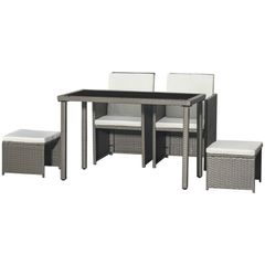 5 Piece Rattan Wicker Weave Sofa Set, Grey