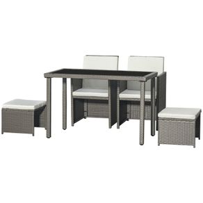 5 Piece Rattan Wicker Weave Sofa Set, Grey