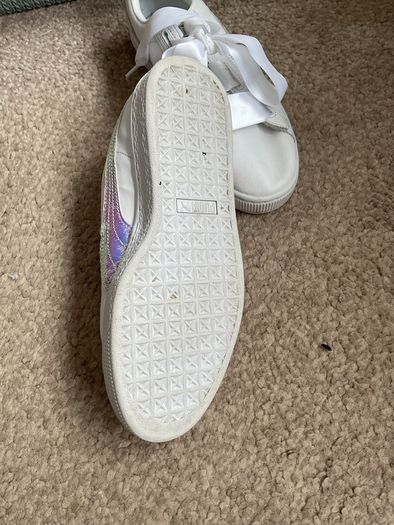 trainers white leather puma ribbon trainers size 5 1/2