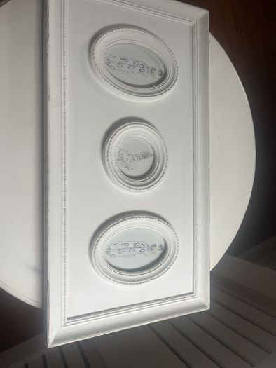 triple photo frame, vintage chic style round and oval frames