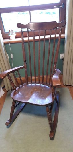 Dutch Oak Rocking Chair with Cushions