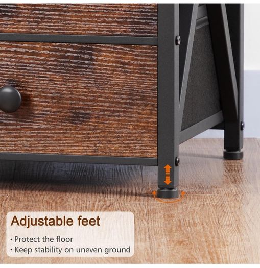 Bedside Table Set of 2 with Charging Station