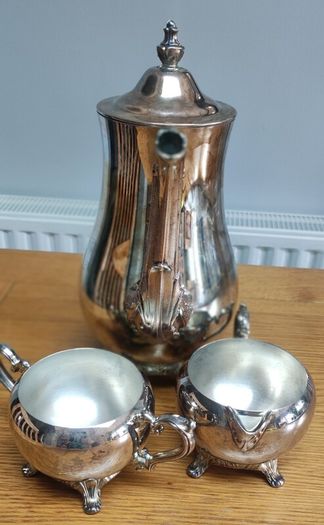 Silver Coffee / Tea Set, Vintage Silver Plated Coffee Pot, Sugar bowl, Milk Jug