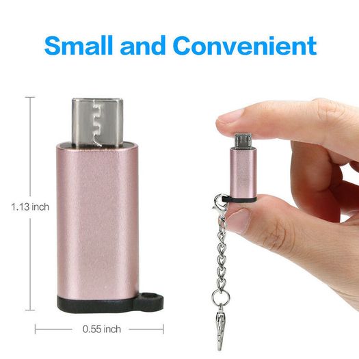 Aluminum Alloy OTG Micro USB (Male) to USB-C (Female) QC 3.0 Charger & Sync Adapter with Keychain (Brand New/Warranty)