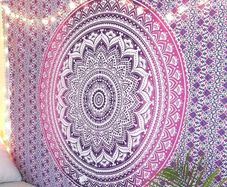 NEW SALE | Indian Cotton Pink Purple Tapestry Mandala Wall Hangings- Tapestry For Bedroom - Indie Wall Tapestry Hippie Room Decor - Boho Small Tapestrys Aesthetic 30x40 Inches