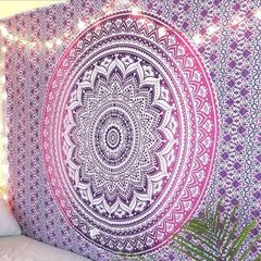 NEW SALE | Indian Cotton Pink Purple Tapestry Mandala Wall Hangings- Tapestry For Bedroom - Indie Wall Tapestry Hippie Room Decor - Boho Small Tapestrys Aesthetic 30x40 Inches