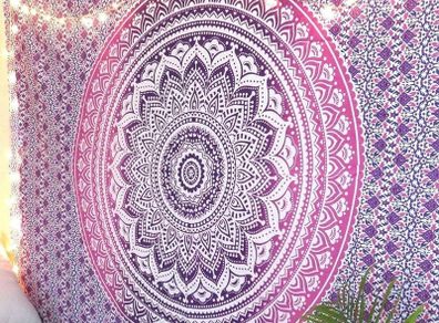 NEW SALE | Indian Cotton Pink Purple Tapestry Mandala Wall Hangings- Tapestry For Bedroom - Indie Wall Tapestry Hippie Room Decor - Boho Small Tapestrys Aesthetic 30x40 Inches