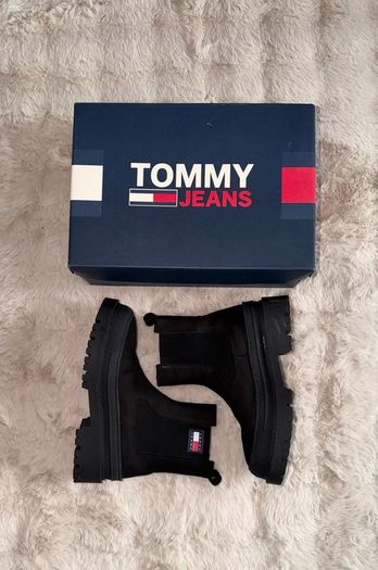 Tommy Jeans Black Chelsea Boots Size 39/6 Chunky Platform