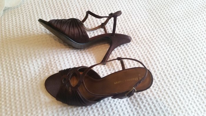 Brown Satin Sandals - Size 4