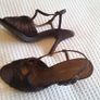 Brown Satin Sandals - Size 4 Image 5