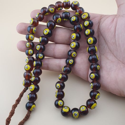 Vintage Venetian African Style Face Glass Beads Necklace 20 inches long