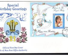 1982 Isle of Man 21st Birthday of the Princess of Wales and Birth of Prince William Miniature Sheet Stamp First Day Cover (FDC)