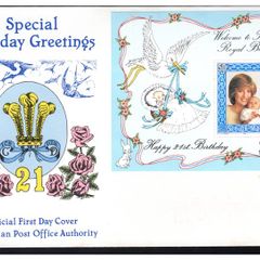 1982 Isle of Man 21st Birthday of the Princess of Wales and Birth of Prince William Miniature Sheet Stamp First Day Cover (FDC)