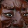Vintage 19C Asian Chinese Emperor & Dragons Hand Carved Wood Mask Rose wood 9" Image 3