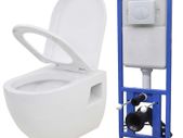 Wall-Hung Toilet with Concealed Cistern Ceramic White