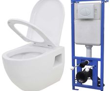 Wall-Hung Toilet with Concealed Cistern Ceramic White