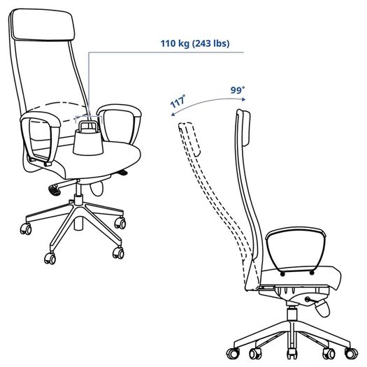 IKEA MARKUS office chair in Vissle dark grey, in good condition.