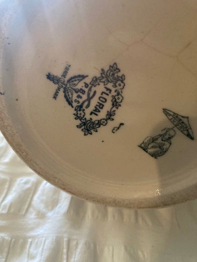 Large old Jug / vase blue white