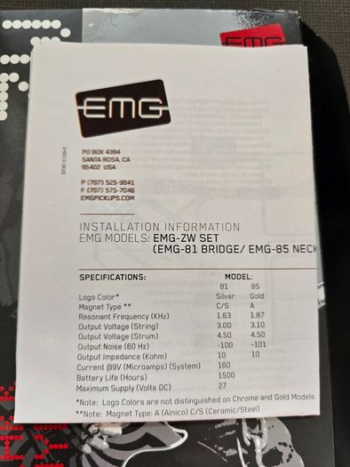 EMG ZW Zakk Wylde pickup set
