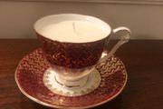 Vintage tea cup and saucer candle