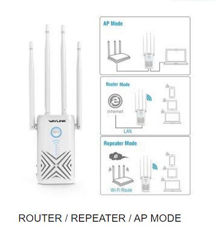 Wavlink AC1200 Dual Band (2.4GHz/5GHz) Gigabit 3-IN-1 WIFI Router/Range Extender & Signal Booster (UK Plug) (Brand New/Warranty)