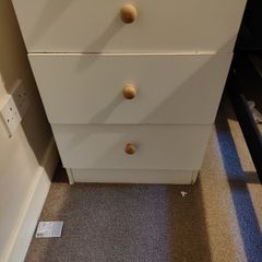 White 3-drawer bedside locker