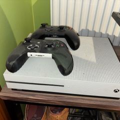 Xbox One S with two controllers and leads