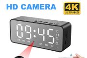 Small Camera WiFi Hidden Spy Camera Alarm Clock with Bluetooth Clock 1080P/4K Full HD Nanny Cam with Night Vision and Motion Detection Alarm, Security Recording with Phone App for Outdoor/Home