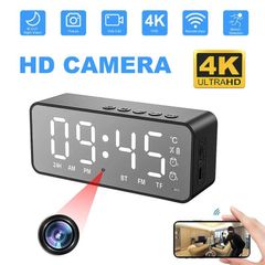 Small Camera WiFi Hidden Spy Camera Alarm Clock with Bluetooth Clock 1080P/4K Full HD Nanny Cam with Night Vision and Motion Detection Alarm, Security Recording with Phone App for Outdoor/Home