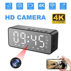Small Camera WiFi Hidden Spy Camera Alarm Clock with Bluetooth Clock 1080P/4K Full HD Nanny Cam with Night Vision and Motion Detection Alarm, Security Recording with Phone App for Outdoor/Home