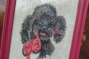 Vintage Poodle Cross Stitch in Frame