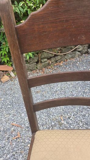 Set of 5 Solid Vintage Wooden Ladder Back Dining Chairs